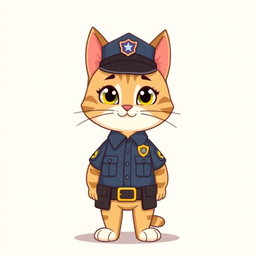 A cartoon cat police officer standing upright facing forward
