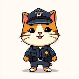 A cartoon cat police officer standing upright facing forward