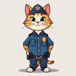 A cartoon cat police officer standing upright facing forward