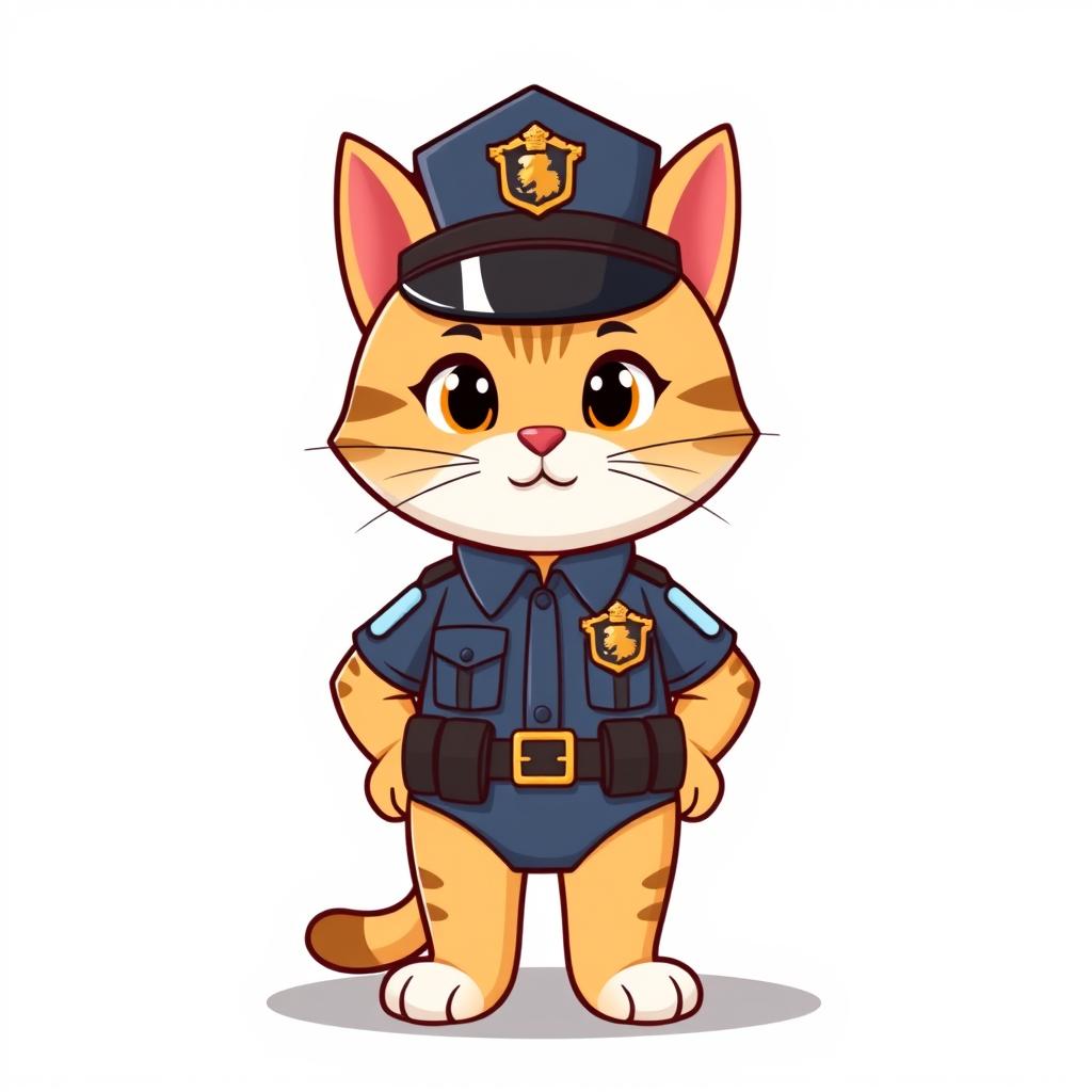 A cartoon cat police officer standing upright facing forward
