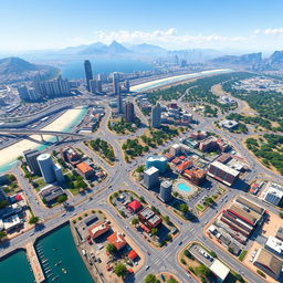 A realistic, detailed map inspired by the Grand Theft Auto V environment for a Roblox game