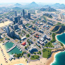 A realistic, detailed map inspired by the Grand Theft Auto V environment for a Roblox game