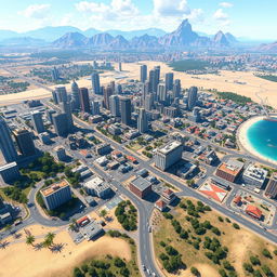 A realistic, detailed map inspired by the Grand Theft Auto V environment for a Roblox game
