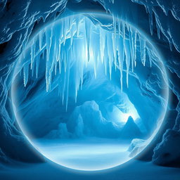 A mesmerizing icy cave design featuring a circular background
