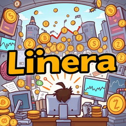 A humorous crypto meme featuring the text 'linera' in a bold, eye-catching font