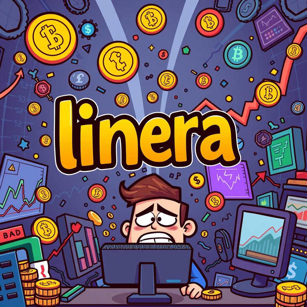 A humorous crypto meme featuring the text 'linera' in a bold, eye-catching font