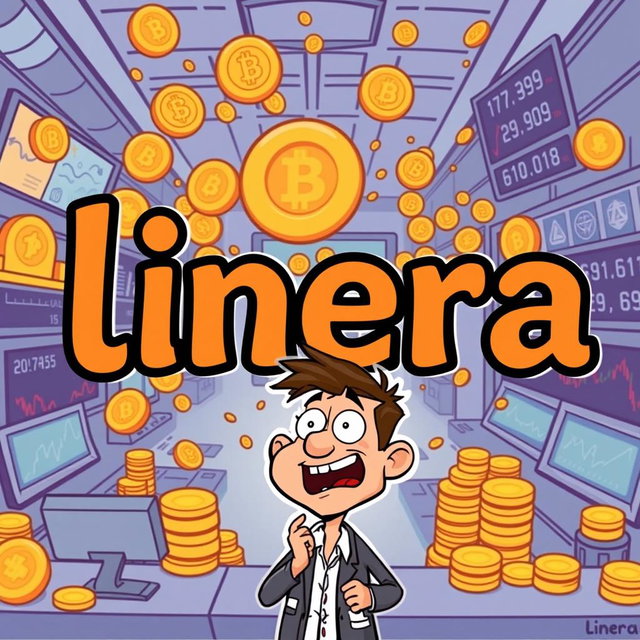 A lighthearted crypto meme featuring the text 'linera' prominently displayed in a playful, bold font