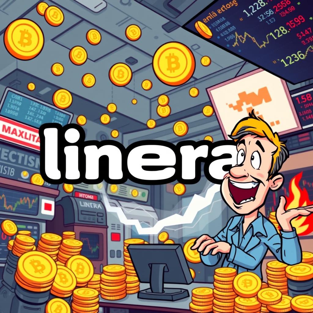 A lighthearted crypto meme featuring the text 'linera' prominently displayed in a playful, bold font