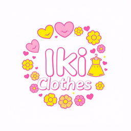 A vibrant and playful logo design for a clothing business named 'IKI_Clothes'