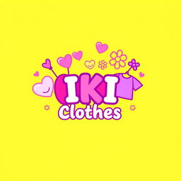 A vibrant and playful logo design for a clothing business named 'IKI_Clothes'