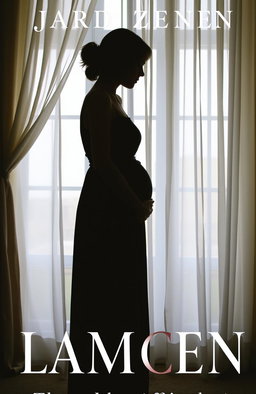 A book cover featuring the silhouette of a young woman from the side, wearing a simple dress, with her hands cradling her pregnant belly