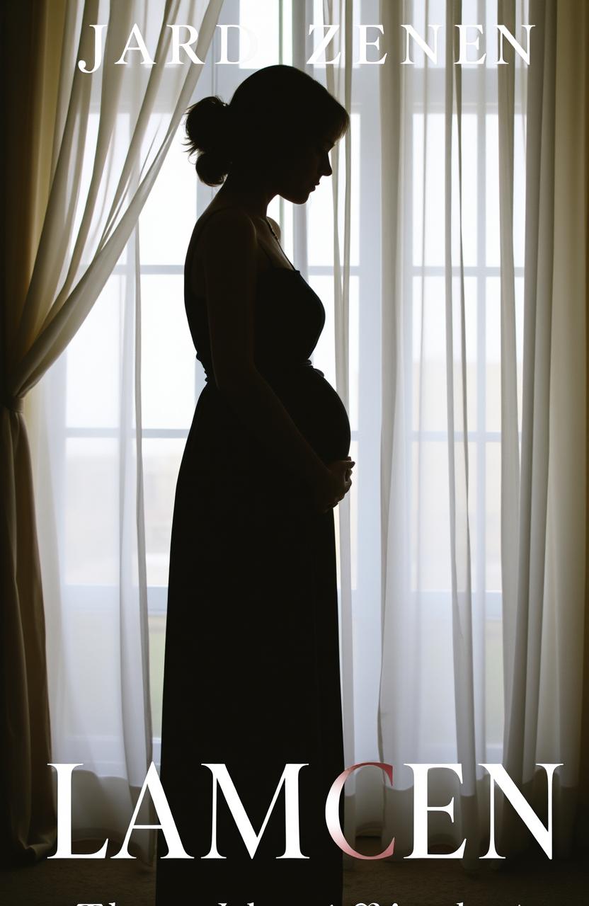 A book cover featuring the silhouette of a young woman from the side, wearing a simple dress, with her hands cradling her pregnant belly