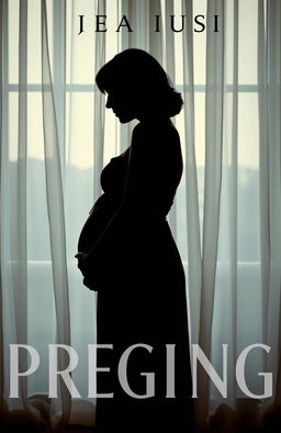 A book cover featuring the silhouette of a young woman from the side, wearing a simple dress, with her hands cradling her pregnant belly