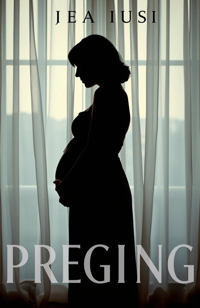 A book cover featuring the silhouette of a young woman from the side, wearing a simple dress, with her hands cradling her pregnant belly