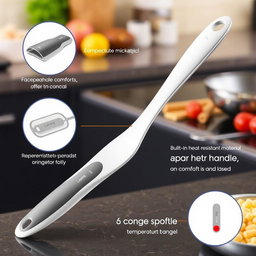 An innovative spatula featuring an oval-shaped handle designed for comfort and control