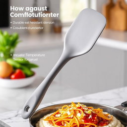 An innovative spatula featuring an oval-shaped handle designed for comfort and control