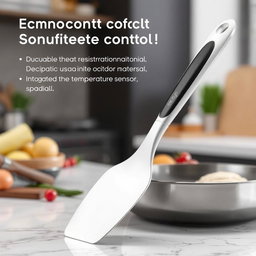 An innovative spatula featuring an oval-shaped handle designed for comfort and control