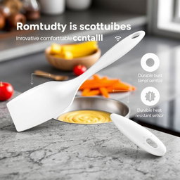 An innovative spatula featuring an oval-shaped handle designed for comfort and control
