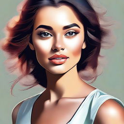 A digital art piece in high resolution portraying an attractive young woman