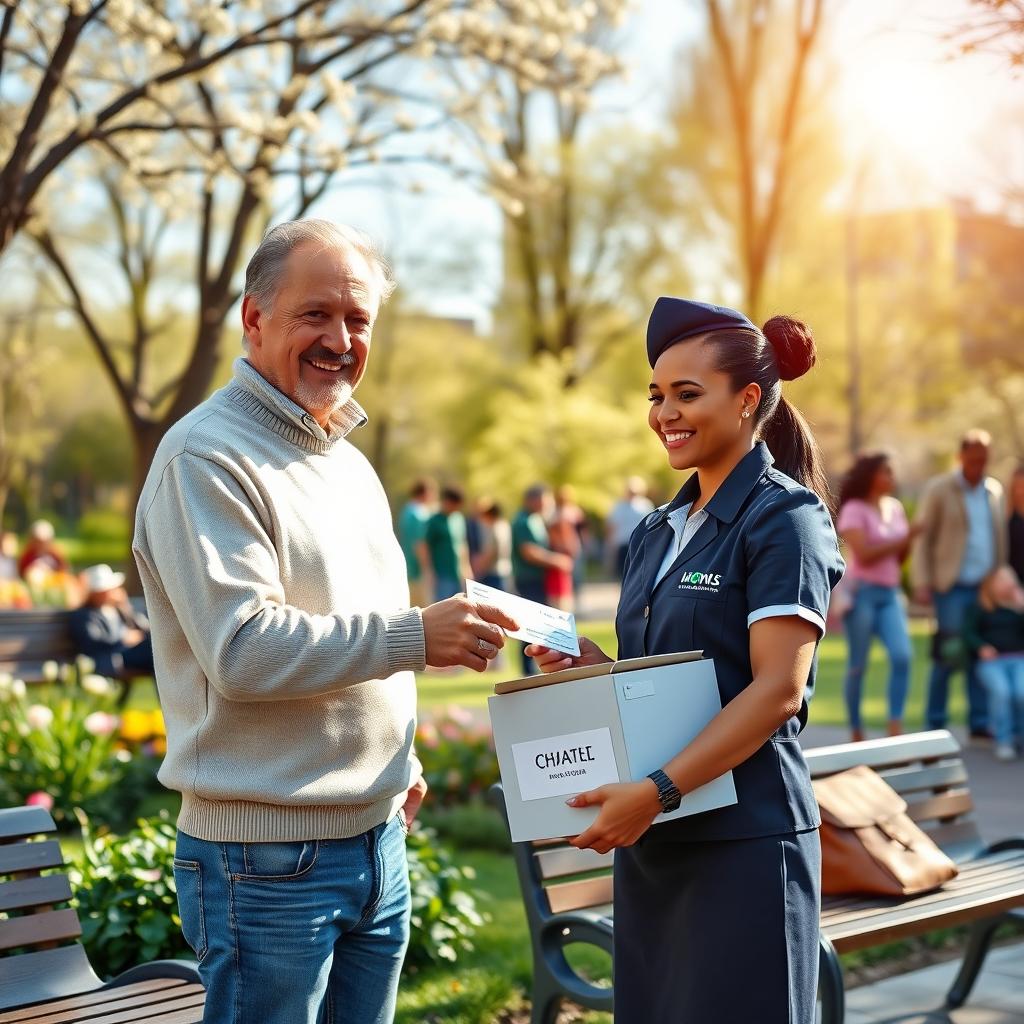 A compassionate scene depicting a person donating to charity
