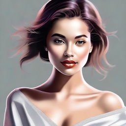 A digital art piece in high resolution portraying an attractive young woman