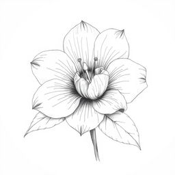 A beautiful, detailed sketch of a flower with realistic petals and intricate details