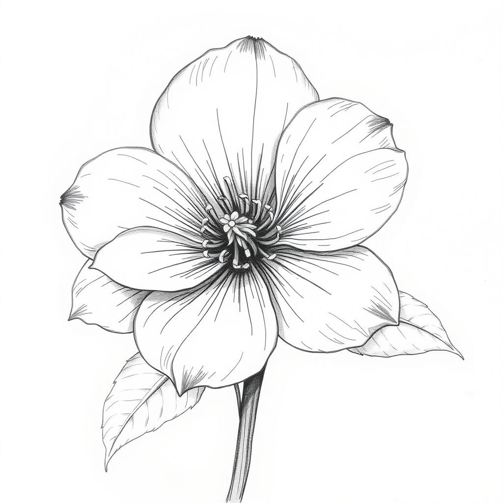 A beautiful, detailed sketch of a flower with realistic petals and intricate details