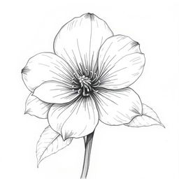 A beautiful, detailed sketch of a flower with realistic petals and intricate details