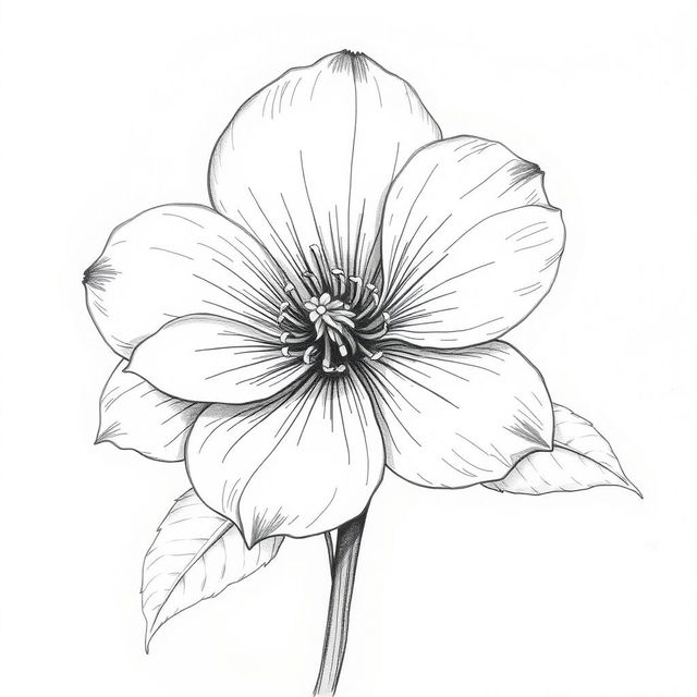 A beautiful, detailed sketch of a flower with realistic petals and intricate details