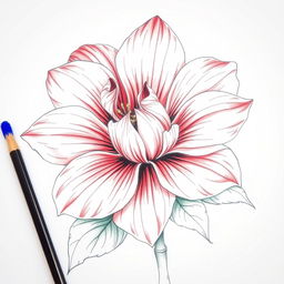 A beautiful, detailed sketch of a flower with realistic petals and intricate details