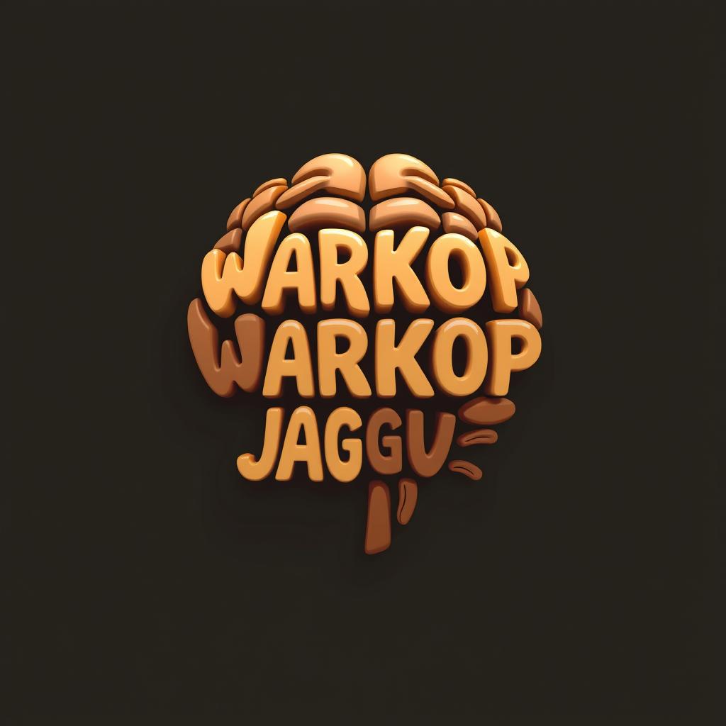 Logo design for a coffee product named 'WARKOP UGGUL JAYA', featuring unique typography that forms the shape of a human brain viewed from above