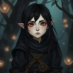 A Dungeons and Dragons character, a halfling rogue hermit standing at 1