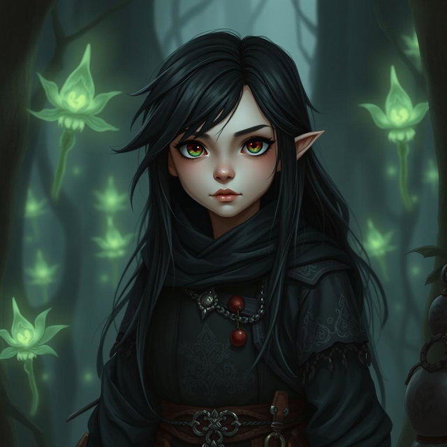 A Dungeons and Dragons character, a halfling rogue hermit standing at 1