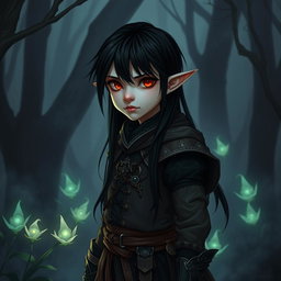 A Dungeons and Dragons character, a halfling rogue hermit standing at 1