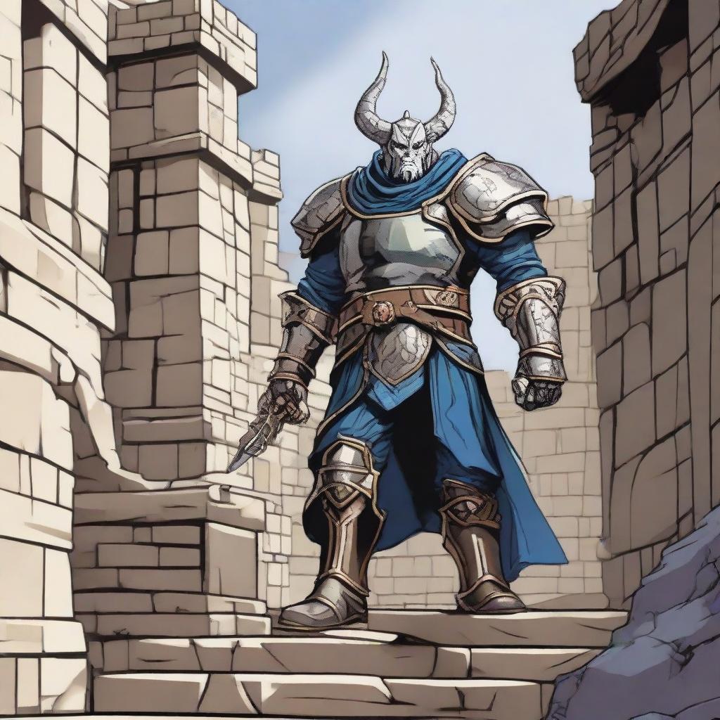 Modify the image to show Sigma, the Dungeons and Dragons character, confidently approaching the formidable castle walls, ready to face off against the fallen prince.