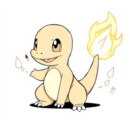 A detailed line art illustration of Charmander, the adorable fire-type Pokémon