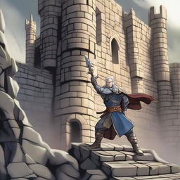 Modify the image to show Sigma, the Dungeons and Dragons character, confidently approaching the formidable castle walls, ready to face off against the fallen prince.