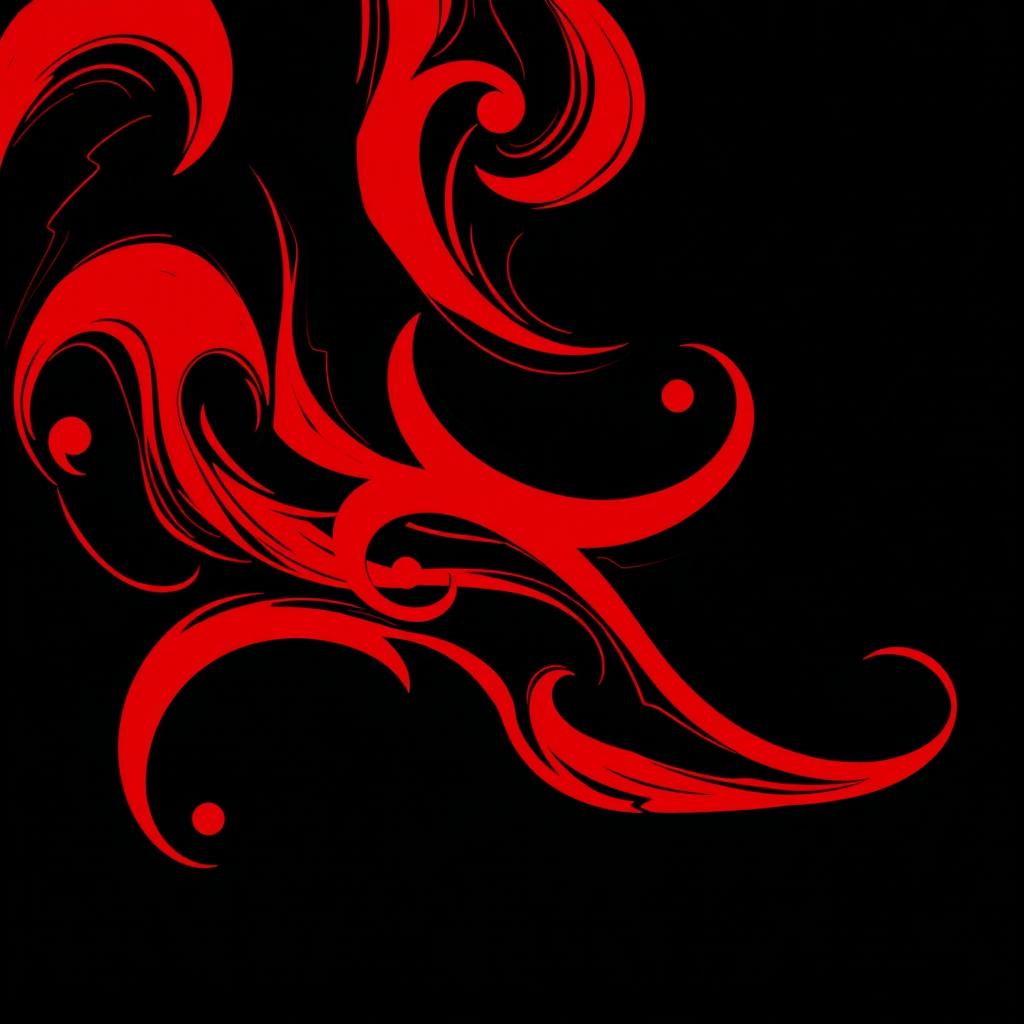 A striking abstract design featuring a black and red background