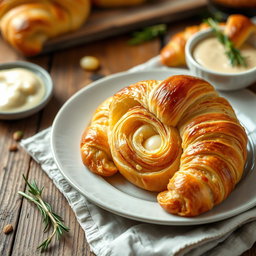 A unique culinary creation showcasing a beautifully baked potato croissant