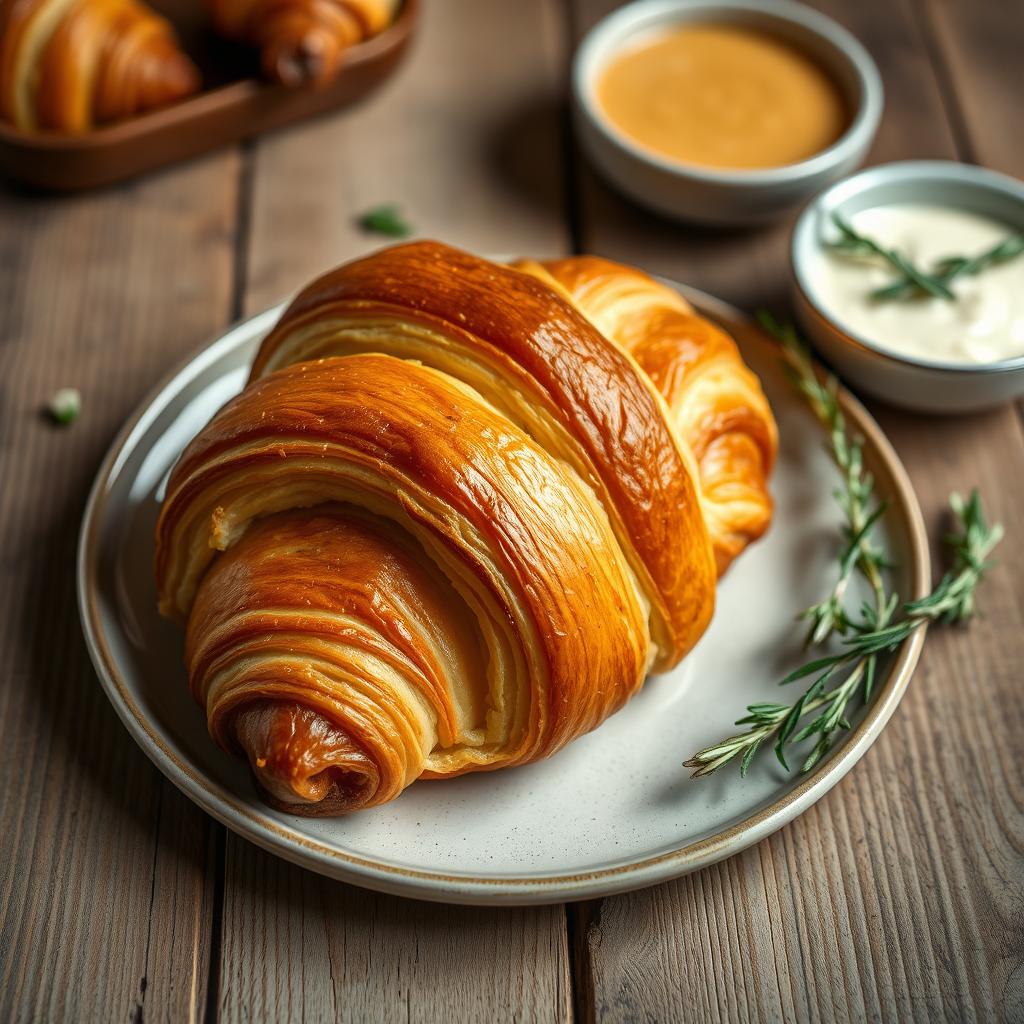 A unique culinary creation showcasing a beautifully baked potato croissant