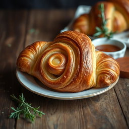 A unique culinary creation showcasing a beautifully baked potato croissant