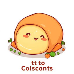 A cute vector illustration of a potato croissant, featuring a whimsical design with a smiling face on the croissant