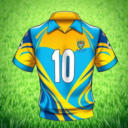 A detailed illustration of a cricket jersey featuring a vibrant design