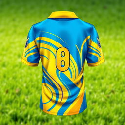 A detailed illustration of a cricket jersey featuring a vibrant design