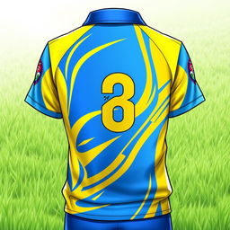 A detailed illustration of a cricket jersey featuring a vibrant design