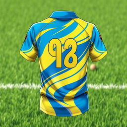 A detailed illustration of a cricket jersey featuring a vibrant design