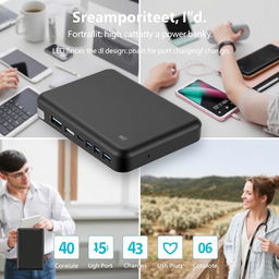 A sleek, modern power bank designed for portability and efficiency