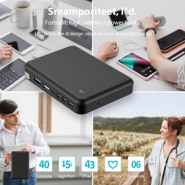 A sleek, modern power bank designed for portability and efficiency