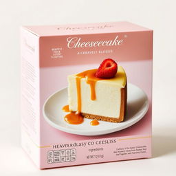 A beautifully designed packaging for a cheesecake that conveys a sense of indulgence and creamy delight