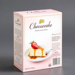 A beautifully designed packaging for a cheesecake that conveys a sense of indulgence and creamy delight